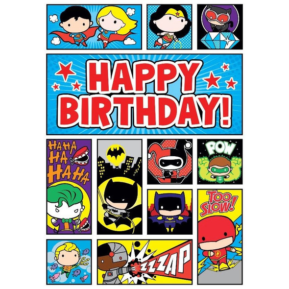 DC Comics Chibi Superheros Foil Birthday Greeting Card