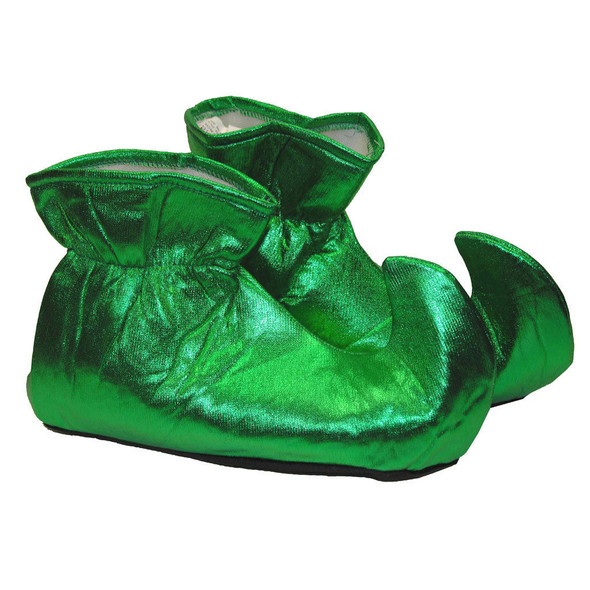 Shiny Green Elf Shoes Christmas Adult Men Women Santa's Helper Costume Accessory