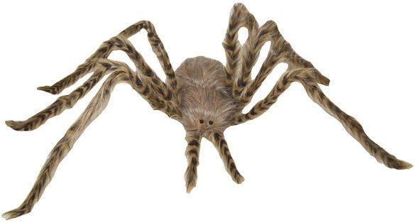 40" Huge Poseable Furry Light Brown Spider With Eyes Halloween Decoration Prop