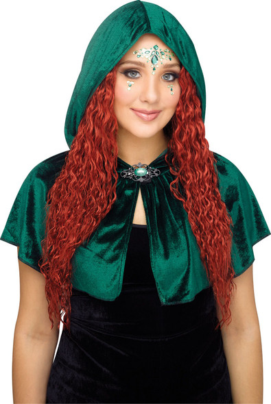 Hooded Capelet Kit Emerald Beauty Medieval Witch Adult Halloween Accessory