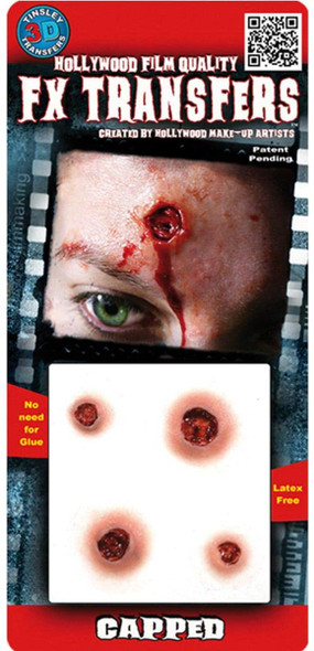 Tinsley Transfers 3D Capped Bullet Holes FX Prosthetics Halloween Makeup