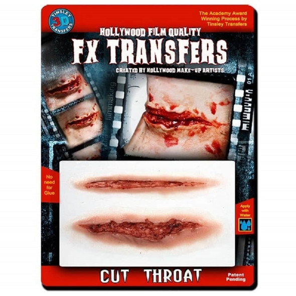 Tinsley Transfers 3D Cut Throat FX Transfer Prosthetics Halloween Makeup Kit