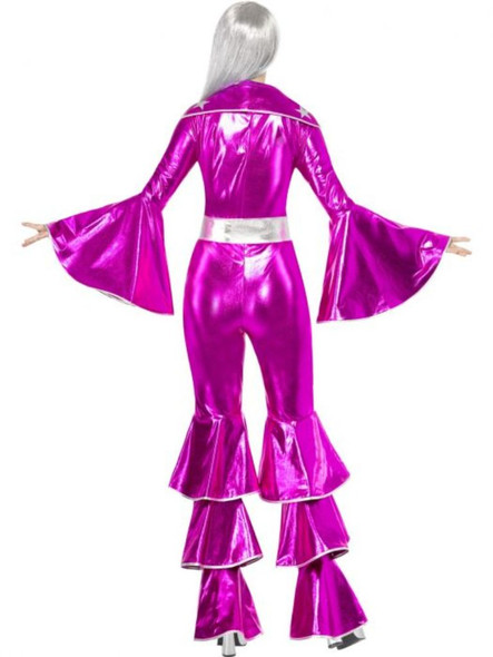 70's Dancing Dream Diva Costume Retro Hot Fuschia Disco Style Adult Women MEDIUM