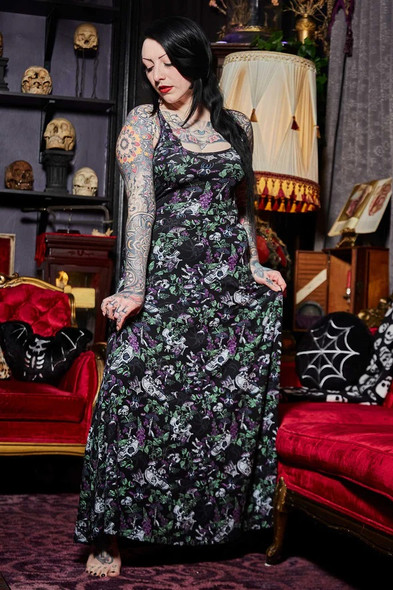 Sourpuss Clothing Garden Witch Maxi Dress Women's LARGE