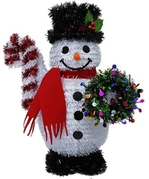 Tinsel Christmas Snowman 12" Standing 3D Xmas Holiday Decoration