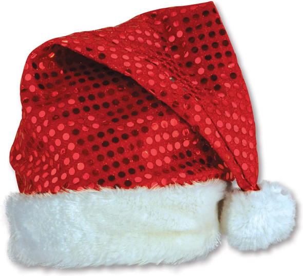 Sequin-Sheen Red Santa Hat Adult Christmas Holiday Accessory 1/PC