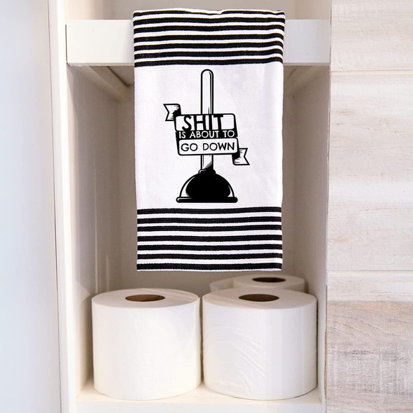 Twisted Wares Hang Tight Towel Sh't Is About To Go Down Hand Towel 17"x22"