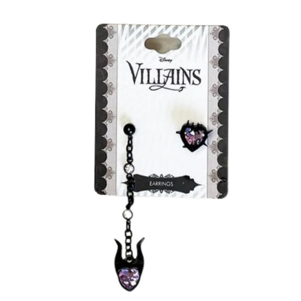 Disney Villain Maleficent Movie Mismatched Stud Dangle Earrings Set