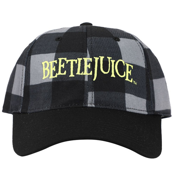 Beetlejuice Embroidered Logo Poly-Twill Plaid Checkered Snapback Hat