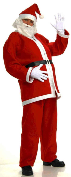 Simply Santa Claus Suit Adult Costume Beard Belt Hat Red Economy Jacket Plus XXL