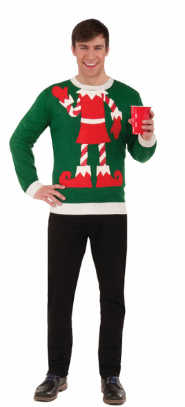 Jolly Elf Body Knitted Ugly Sweater Adult Christmas Tacky Gag Gift Shirt SMALL