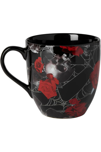 Killstar Haunted Garden XXL Mug Red Rose Skulls & Webs Ceramic Goth Gift