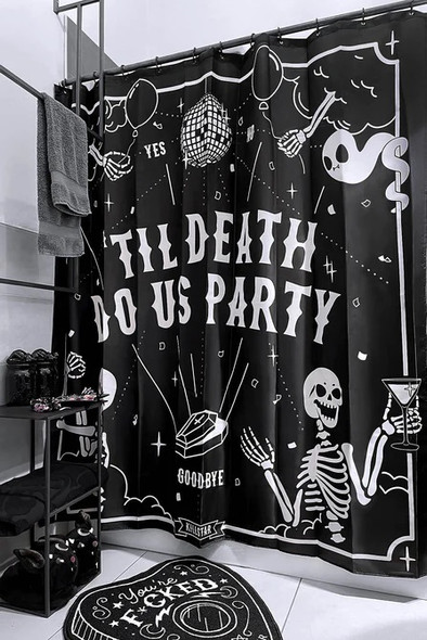 Killstar Occult Luxury Party Animal 'Til Death Do Us Party' Shower Curtain