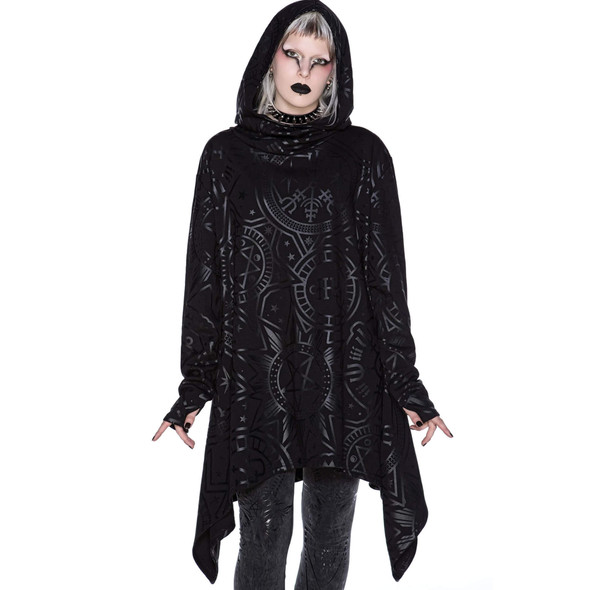 Killstar Occult Luxury Occultum Longline Hoodie Gothic Black Adult Unisex XS