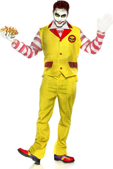 Seeing Red Evil Fast Food Clown Men's Adult Halloween Costume SMALL/MEDIUM