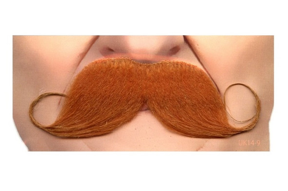 Quality Strawberry Red Curly Mustache Self Adhesive Facial Hair Mens Handlebar