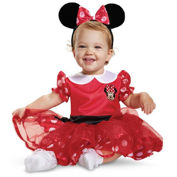 Disney Minnie Mouse Red Glitter Deluxe Dress Up Child Costume Baby 12-18 Months