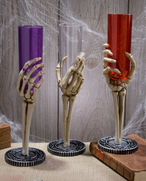 Fun World Skeleton Hand Fluted Glass Champagne Flute Halloween Decor Accessory