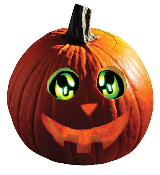 Fun World Pumpkin Pro Green Eerie Eyes Light Auto Timer Halloween Decor