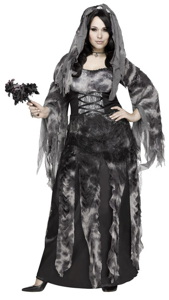 Women's Cemetery Bride Costume Fancy Dress Halloween Dead Zombie Plus Size 2X