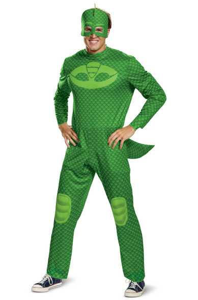 PJ Masks Gekko Adult Costume Men's Green Jumpsuit Licensed Classic LG-XL 42-46