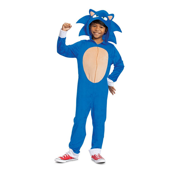 Licensed Sega Sonic Movie Classic Kids Costume Hooded Jumpsuit Large 10-12