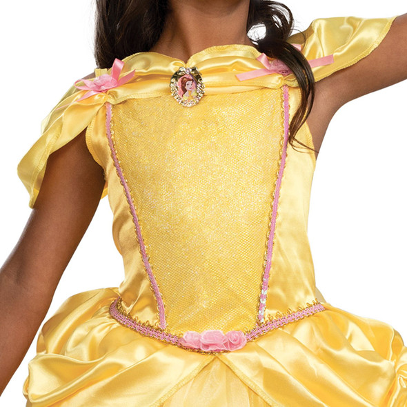 Disney Princess Belle Deluxe Gown Girls Dress Halloween Costume Kids 7-8