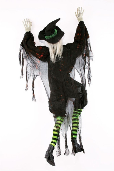 5' Climbing Witch Hanging Halloween Wall Haunted Decoration Prop Black