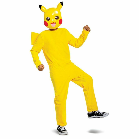 Licensed Nintendo Pokemon Pikachu Classic Kids Costume Jumpsuit Mask Large 10-12