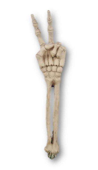 18.5" Peace Sign Skeleton Arm & Hand Bone Halloween Prop Haunted House Decor