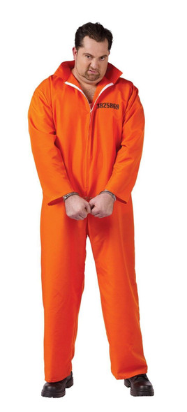 Got Busted Prisoner Suit Halloween Costume Convict Plus Size Orange Adult Men