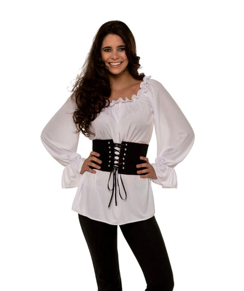 White Renaissance Blouse Top Shirt Gypsy Peasant Pirate Women's Costume MD 8-10