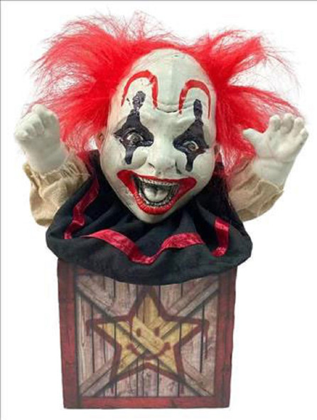 10.5" Tabletop Animated Creepy Clown In The Box Halloween Decoration