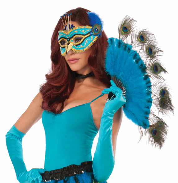 Sexy Peacock Fan Tail with Feathers Aqua Blue Marabou Women Costume Accessories
