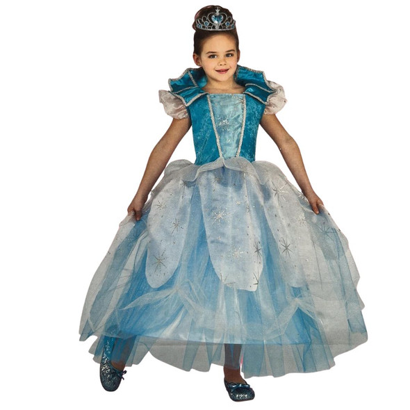 Princess Periwinkle Dress & Tiara Blue Snowflake Queen Child Girl Costume MEDIUM