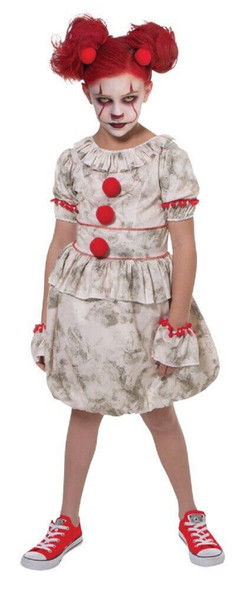 Evil Terror Clown Pennywise IT Inspired Child Girls Halloween Costume LRG 12-14