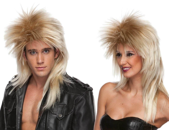High Quality Heavy Metal 80s Rocker Blonde Spiked Adult Costume Wig Rock Star