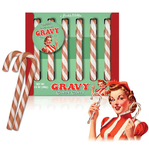 Archie McPhee Gift Box of Funny Gravy Flavored Candy Canes 6/PCS