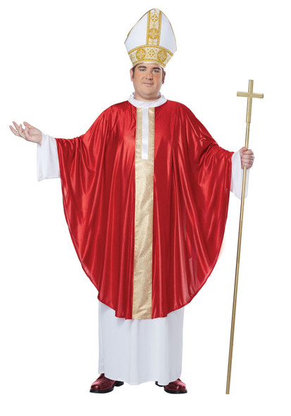 Pope Cardinal Religious Costume Bishop Clerical Mitre Hat Adult Men Plus Size