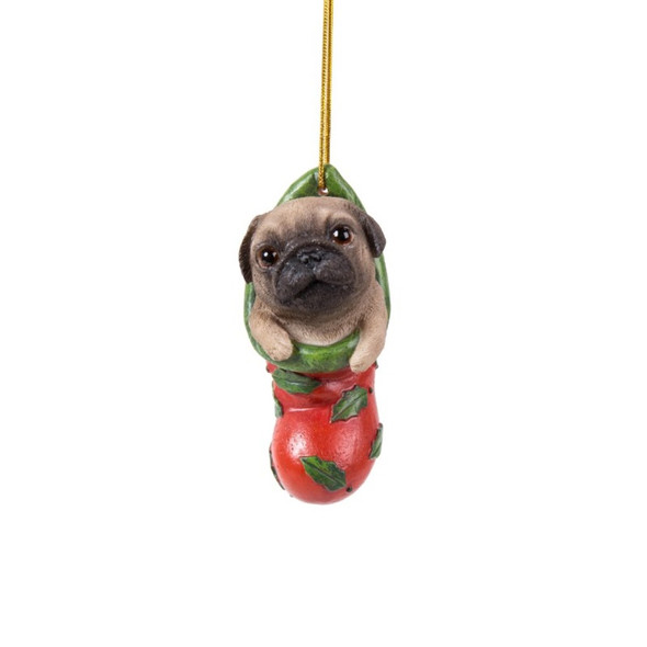 Pacific Giftware Pug Puppy Dog in a Stocking Hanging Christmas Tree Ornament