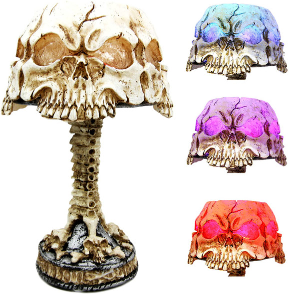 Boneyard Ossuary Skulls LED Mini Night Lamp Color Changing Desktop Decor