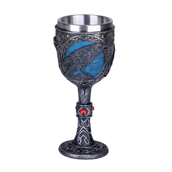 Celtic Raven Goblet Stainless Steel Resin Fantasy Goth Chalice Wine Glass