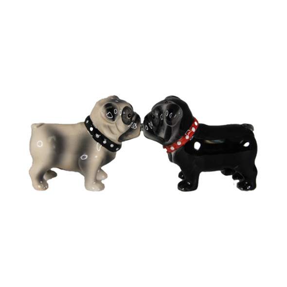 Little Love Pugs Salt and Pepper Shakers Magnetic Ceramic Set Puppy Dogs