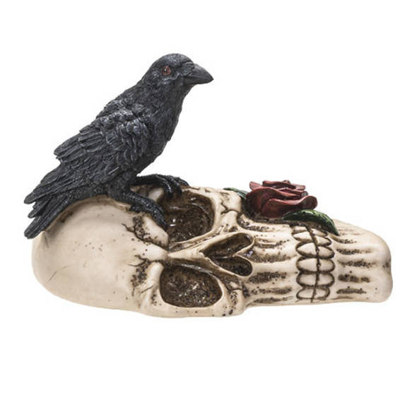 Raven On A Skull Red Rose Ashtray Quality Resin