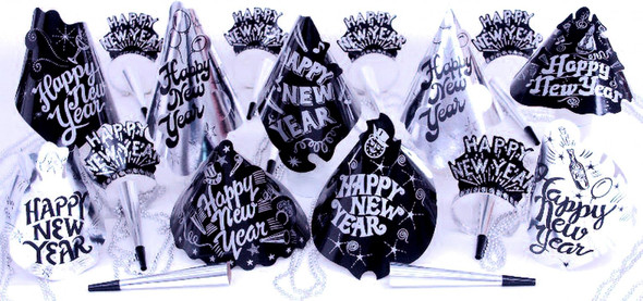 Starlight Happy New Year's Eve Party Supply Kit Hats Tiaras Horns For 10