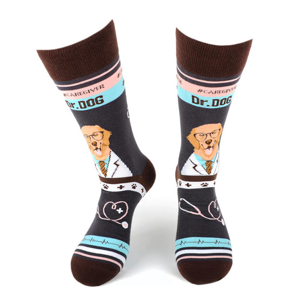 Men's Health Care Heroes Dr. Dog Caregiver Nurse Doctor Socks Size 10-13