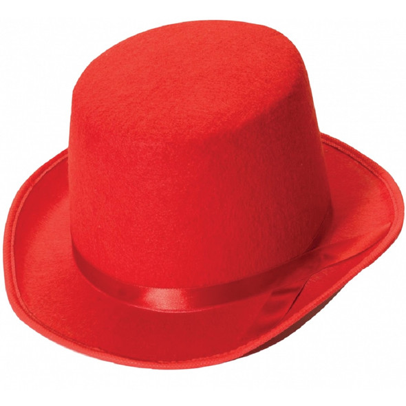Red Top Hat Coachman Victorian Adult Men Costume Accessory Felt Christmas New