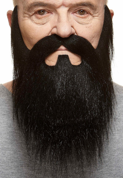 High Quality Black Lord Mustache & Beard Set 3M Self Adhesive Facial Hair Mens