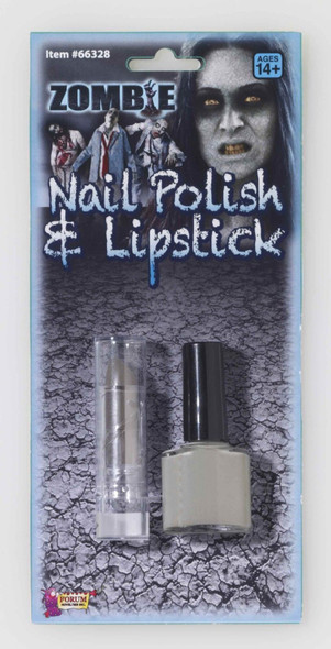 Zombie Nail Polish Lipstick Makeup Walking Dead Grey Halloween Costume Accessory