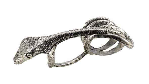 Twisted Silver Snake Double Costume Ring Roman Jewelry Greek Cleopatra Gangster